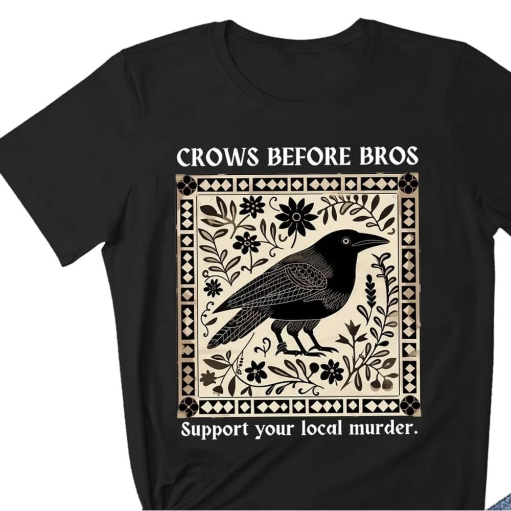 Crows Before Bros T-Shirt Trending Unisex one size NWOT - Picture 3 of 10